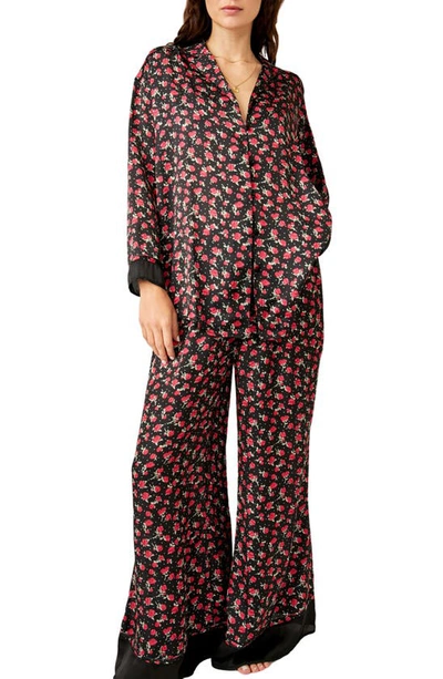 Free People Dreamy Days Mixed Print Pajamas In Midnight Combo