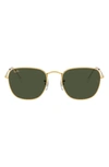 Ray Ban 51mm Square Sunglasses In Gold/ Green Solid