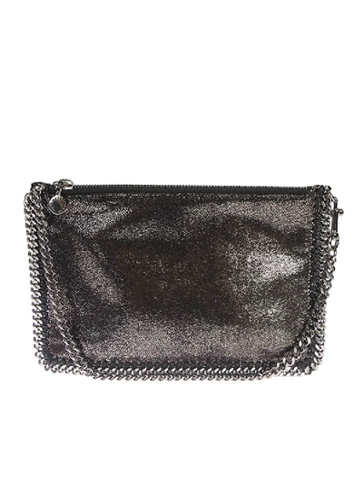 Stella Mccartney Faux Leather Falabella Clutch In Metallic