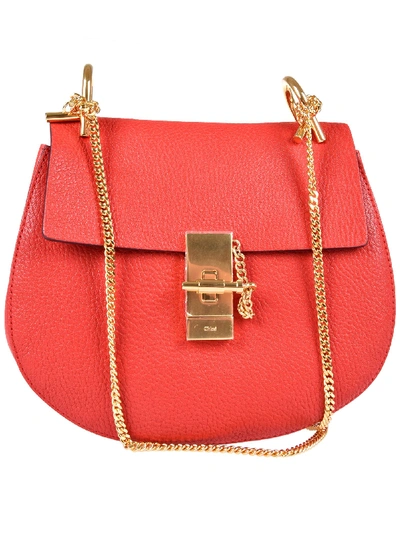 Chloé Drew Shoulder Bag In Plaid Red