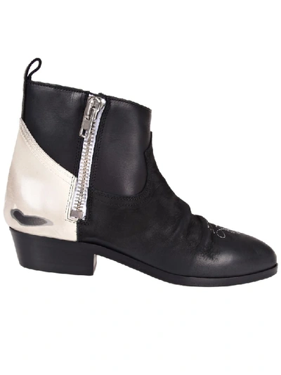 Golden Goose Viand Ankle Boots In Black And White Leather