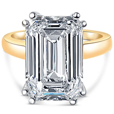 Pompeii3 Certified 11.78ct Emerald Cut Diamond Engagement Ring 14k Gold Lab Grown In Multi