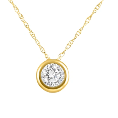 Pompeii3 1/2ct Diamond Bezel Pendant Solitaire Necklace 14k Yellow Gold Lab Grown In Multi