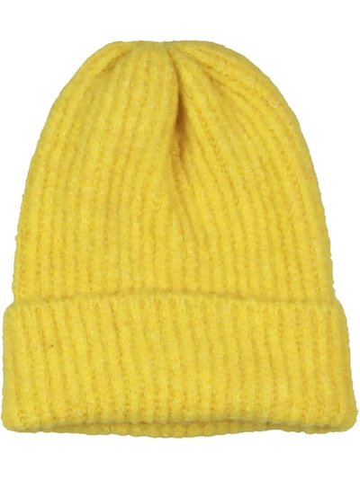 Free People Lullaby Womens Knit Warm Beanie Hat In Yellow