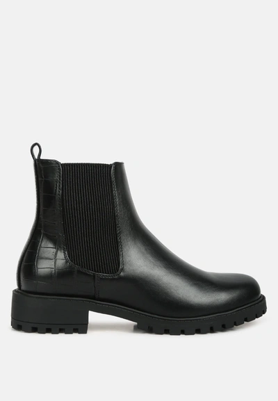London Rag Stella Croc Back Chelsea Boots In Black