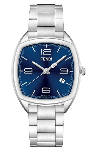 Fendi Momento Bracelet Watch, 39mm In Silver/ Blue/ Silver