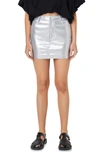 Grey Lab Faux Leather Skirt In Silver