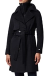 Soia & Kyo Fabianne Belted Wool Blend Coat In Black