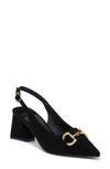 Jeffrey Campbell Nakita Slingback Pointed Toe Pump In Black Suede Gold