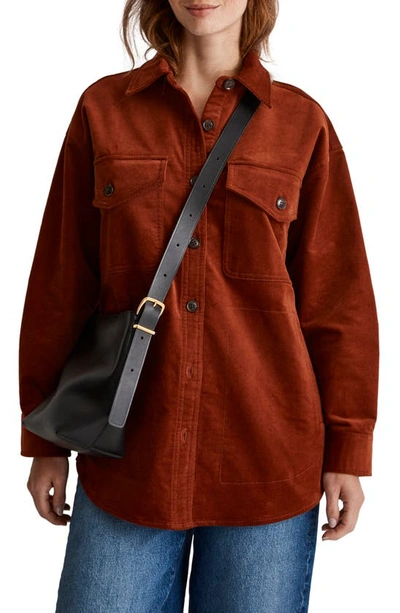 Madewell Stretch Twill Oversize Shirt Jacket In Stained Mahogany