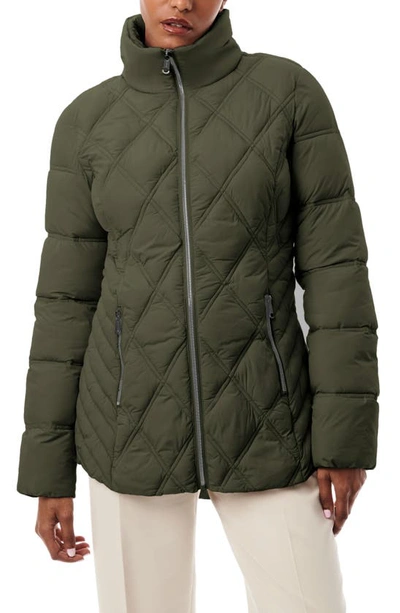 Bernardo Glam Quilted Insulated Puffer Jacket In Fig Leaf