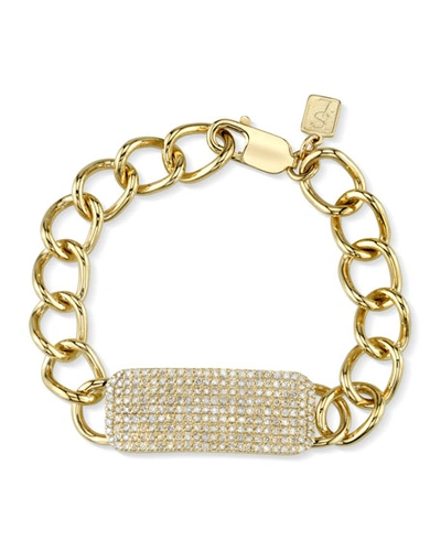 Sheryl Lowe 14k Gold Bracelet W/ Diamond Id Tag