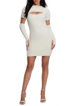 Guess Detached Long Sleeve Knit Body-con Minidress In Vanilla Blush Lurex
