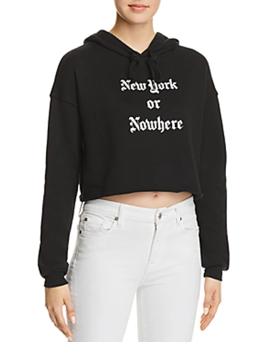 Knowlita New York Or Nowhere Cropped Hooded Sweatshirt In Black