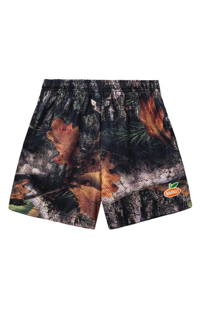 Market Fauxtree Mesh Shorts In Brown Multi