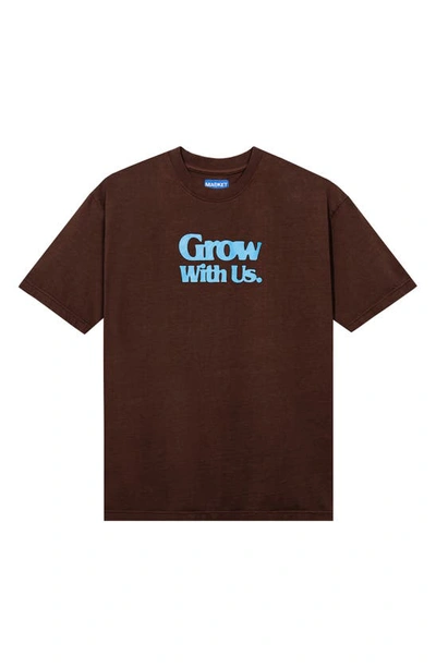 Market Grow With Us Cotton Graphic T-shirt In Brown