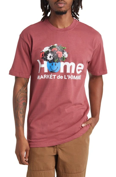 Market Smiley®  De L'homme Cotton Graphic T-shirt In Berry