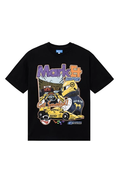 Market Express Racing Graphic T-shirt In Washed Black