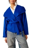 Free People Mina Tie Belt Jacket In Cobalt