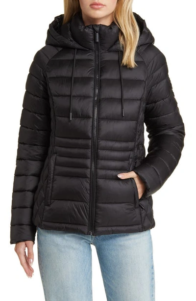 Michael Kors Lightweight Hooded Puffer Jacket In Black