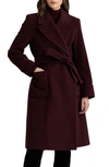 Lauren Ralph Lauren Wool Blend Wrap Coat In Vintage Burgundy