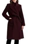 Ralph Lauren Wool Blend Wrap Coat In Vintage Burgundy