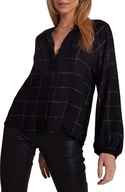 Bella Dahl Metallic Windowpane Plaid Shirt In Copper Shine Plaid