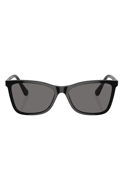 Swarovski 56mm Rectangular Sunglasses In Black