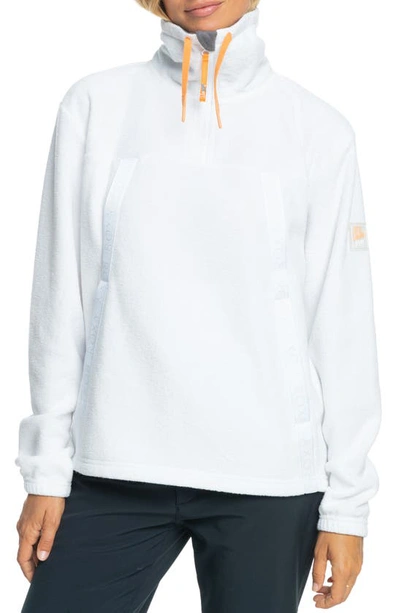 Roxy Chloe Kim Quarter Zip Fleece Layer In Bright White