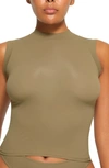 Skims Fits Everybody Mock Neck Sleeveless Tank Top In Khaki