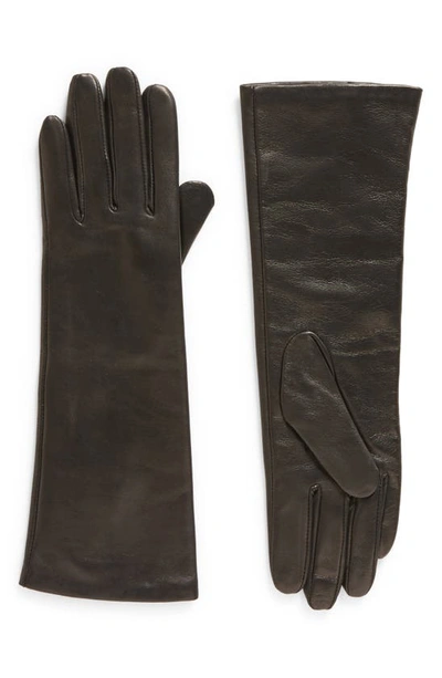 Vince Cashmere Lined Leather Gloves In Black