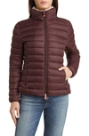 Save The Duck Camilla Puffer Jacket In Burgundy Black