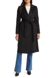 Sam Edelman Belted Wool Blend Coat In Black