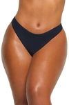 Skims Cotton Jersey Dipped Thong In Navy
