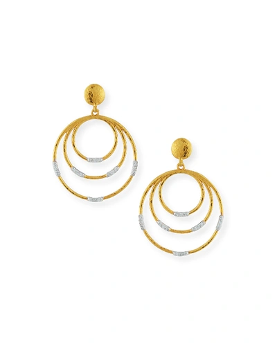 Gurhan 22k Gold Delicate Geo Round Drop Earrings W/ Diamonds