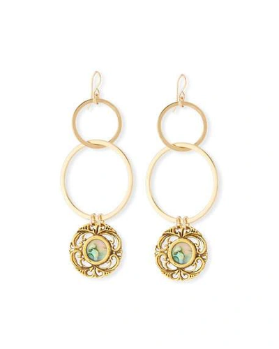 Devon Leigh Opalescent Double-link Earrings In Gold