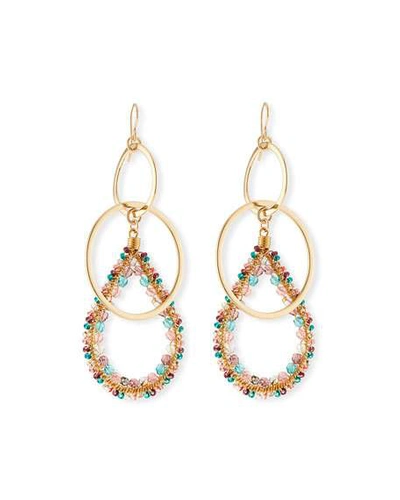 Devon Leigh Double-link Teardrop Earrings W/ Beads, Pastel In Multi