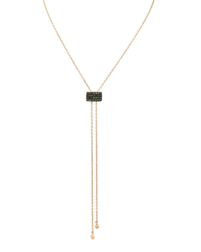 Stevie Wren 14k Rose Gold Geometric Lariat Necklace With Green Diamonds