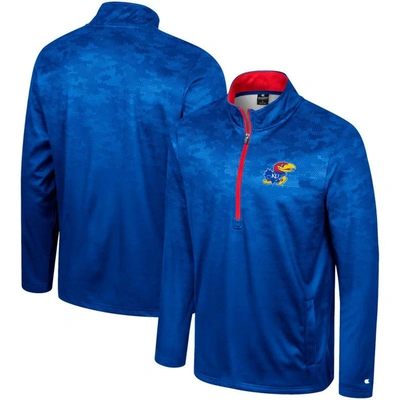 Colosseum Royal Kansas Jayhawks The Machine Half-zip Jacket