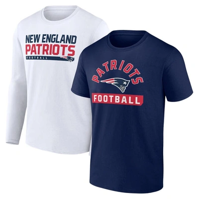 Fanatics Branded Navy/white New England Patriots Two-pack 2023 Schedule T-shirt Combo Set In Navy,white