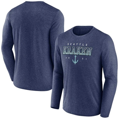 Fanatics Branded Heather Deep Sea Blue Seattle Kraken Long Sleeve T-shirt
