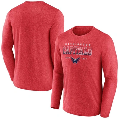 Fanatics Branded Heather Red Washington Capitals Long Sleeve T-shirt