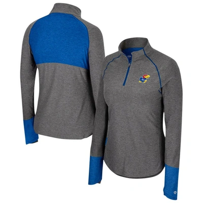 Colosseum Black Kansas Jayhawks Morningside Sleeve Hit Raglan Quarter-zip Top