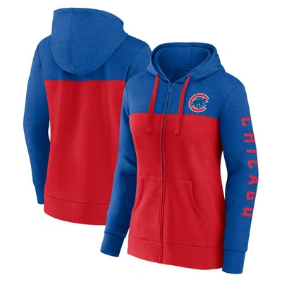 Fanatics Women's  Royal, Red Chicago Cubs City Ties Hoodie Full-zip Sweatshirt In Royal,red