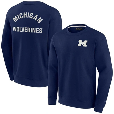 Fanatics Signature Unisex  Navy Michigan Wolverines Super Soft Pullover Crew Sweatshirt