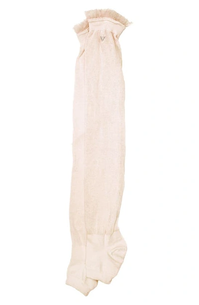 Arebesk Ruffle Leg Warmers In Beige