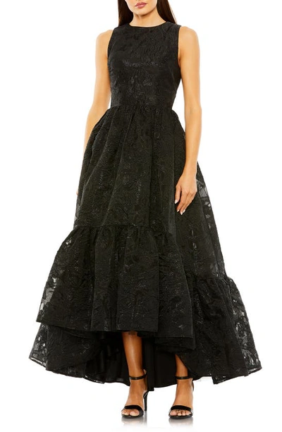 Mac Duggal Brocade High-low Gown In Black