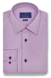 David Donahue Regular Fit Dobby Diagonal Cotton Dress Shirt In Lilac