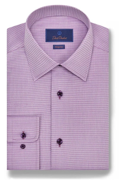 David Donahue Regular Fit Dobby Diagonal Cotton Dress Shirt In Lilac