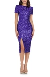 Dress The Population Natasha Sequin Sheath Midi Dress In Violet